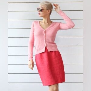 Vintage Coral Pink Linen Mini Skirt Sz 8 Coquette Girl Style Retro Chic Playful